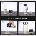 Double Wall Glass Water Bottle Cup Business Office drinking With Tea filter Thermos bottle 380 500ml 1.5L